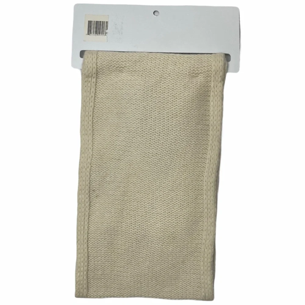 Floral Luxury Knit Scarf Gloves Set Ivory Cream Tan Beige Natural Luxury Scarves